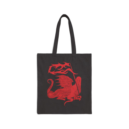 Dragon-Inspired Cotton Canvas Tote Bag, Eco-Friendly Shopping Bag, Reusable Tote, Art Lover Gift, Festival Use, Fashion Accessory